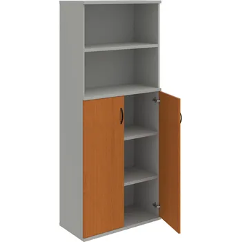 Policová skříň S 5 80 04 – Skříň policová dvéřová 192 × 80 cm - Třešeň , Šedá , UCO – černá