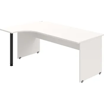 Psací stůl GE 1800 P – Stůl ergo pravý 180 × 120 cm - Bílá , Bílá , Černý kov