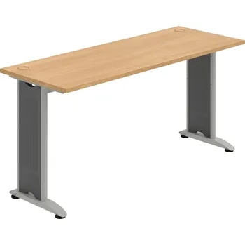 Psací stůl FE 1600 – Stůl pracovní rovný 160 cm, hl. 60 cm - Dub , Šedý kov