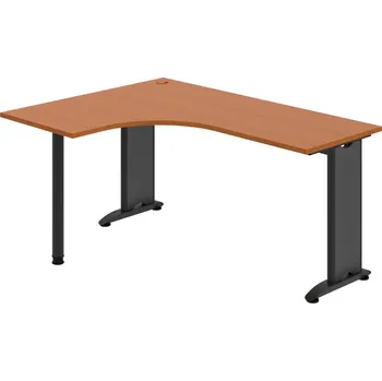 Psací stůl FE 60 P – Stůl ergo pravý 160 × 120 cm - Třešeň , Černý kov