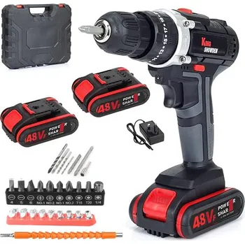 Vrtačka ELEKTRICKÁ AKUMULÁTOROVÁ VRTAČKA PŘÍKLEPOVÁ VRTAČKA S 2 BATERIEMI PŘÍSLUŠENSTVÍ SADA