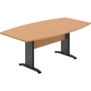 Jednací stůl CJ 200 – Stůl jednací sud 200 cm - Buk , Buk , Černý kov