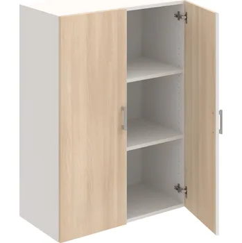 Policová skříň D 3 80 01 – Skříň policová dvéřová 111 × 80 cm - Akát , Bílá , USH – hranatá