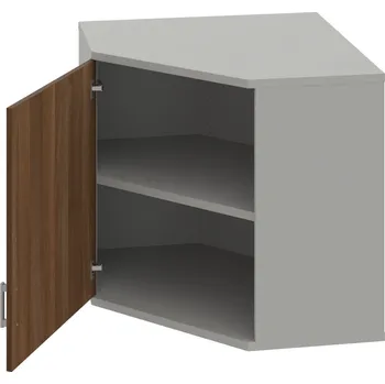 Policová skříň SRV 2 01 L H – Skříň vnitřní roh levá 76,8 cm - Ořech , Šedá , USH – hranatá