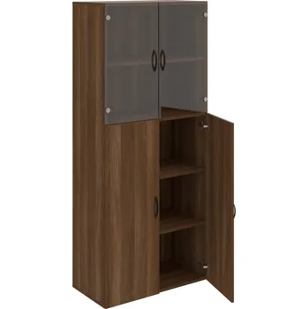 Policová skříň D 5 80 08 – Skříň policová dvéřová 185 × 80 cm - Ořech , Ořech , UCO – černá