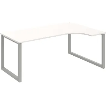 Psací stůl UE O 1800 L – Stůl ergo 180 × 120 cm, levý - Bílá , Šedý kov