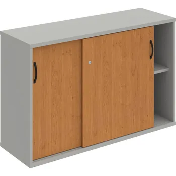 Policová skříň SZ 2 120 02 – Skříňka s posuv. dveřmi 76,8 × 120 cm - Olše , Šedá , UCO – černá