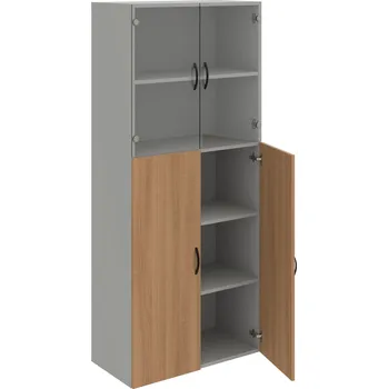 Policová skříň D 5 80 08 – Skříň policová dvéřová 185 × 80 cm - Višeň , Šedá , UCO – černá