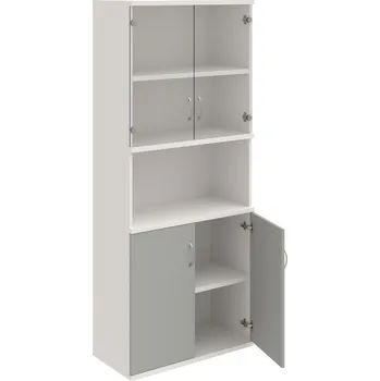 Policová skříň S 5 80 10 – Skříň policová dvéřová 192 × 80 cm - Šedá , Bílá , USN – Hobis