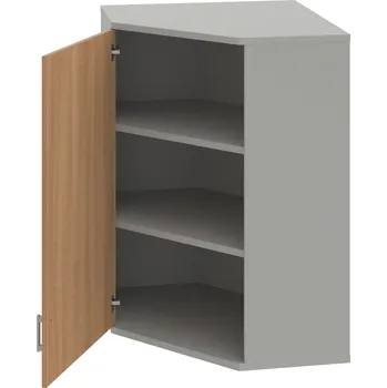 Policová skříň SRV 3 01 L H – Skříň vnitřní roh levá 115,2 cm - Višeň , Šedá , USH – hranatá