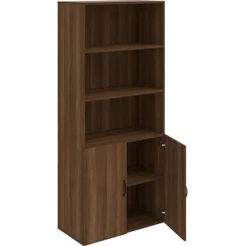 Policová skříň D 5 80 03 – Skříň policová dvéřová 185 × 80 cm - Ořech , Ořech , UCO – černá