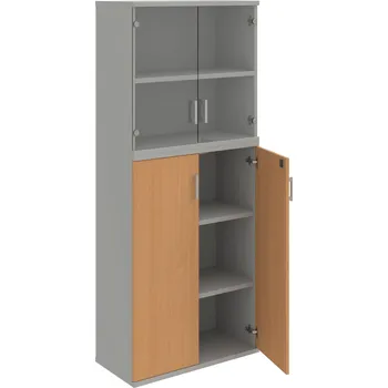 Policová skříň SZ 5 80 11 – Skříň policová dvéřová 192 × 80 cm - Buk , Šedá , USH – hranatá