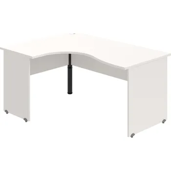 Psací stůl GE 2005 P – Stůl ergo pravý 160 × 120 cm - Bílá , Bílá , Černý kov