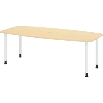 Jednací stůl Konferenční stolek, zaoblený, čtyři nohy, 2200 x 1030/830 x 720 mm, javor/bílá