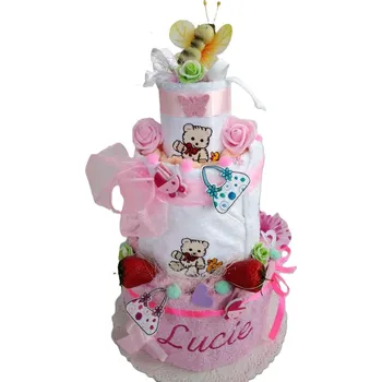 plenkový dort Veratex Dětský textilní dort - třípatrový (růžovo-bílý)