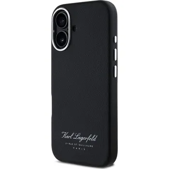 Pouzdro na mobilní telefon Karl Lagerfeld Grained PU Hotel RSG Zadní Kryt pro iPhone 16 Black KLHCP16SPQKPMK