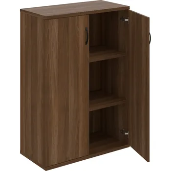 Policová skříň S 3 80 01 – Skříň policová dvéřová 115,2 × 80 cm - Ořech , Ořech , UCO – černá