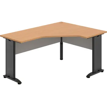 Psací stůl CEV 60 L – Stůl ergo levý 160 × 120 cm - Buk , Šedá , Černý kov