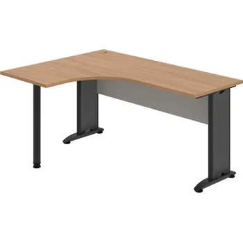 Psací stůl CE 60 P – Stůl ergo pravý 160 × 120 cm - Višeň , Šedá , Černý kov
