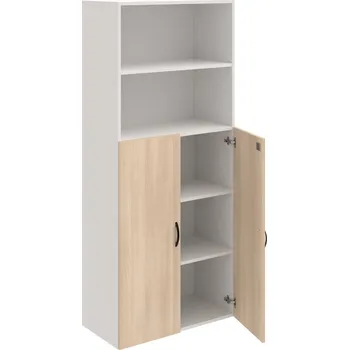 Policová skříň DZ 5 80 04 – Skříň policová dvéřová 185 × 80 cm - Akát , Bílá , UCO – černá