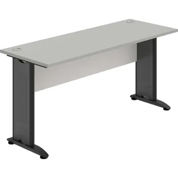 Psací stůl CE 1600 – Stůl pracovní rovný 160 cm, hl. 60 cm - Šedá , Bílá , Černý kov