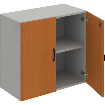 Policová skříň DZ 2 80 01 – Skříň policová dvéřová 74 × 80 cm - Třešeň , Šedá , UCO – černá