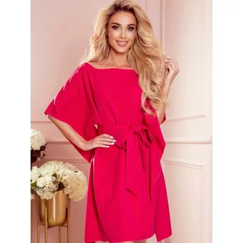 Dámské šaty Dámské oversize šaty na svatbu 287-17 malinové, VELIKOST 2XL/3XL