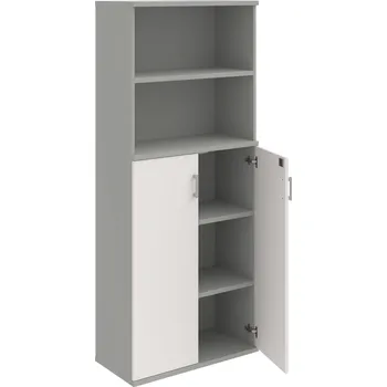 SZ 5 80 04 – Skříň policová dvéřová 192 × 80 cm - Bílá , Šedá , USH – hranatá