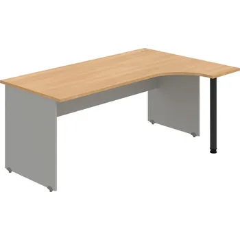 Psací stůl GE 1800 L – Stůl ergo levý 180 × 120 cm - Dub , Šedá , Černý kov