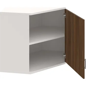 Policová skříň SRV 2 01 P H – Skříň vnitřní roh pravá 76,8 cm - Ořech , Bílá , USH – hranatá