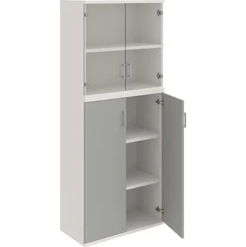 Policová skříň S 5 80 11 – Skříň policová dvéřová 192 × 80 cm - Šedá , Bílá , USH – hranatá