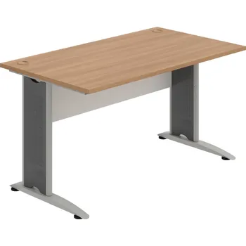 Psací stůl CS 1400 – Stůl pracovní rovný 140 cm - Višeň , Bílá , Šedý kov