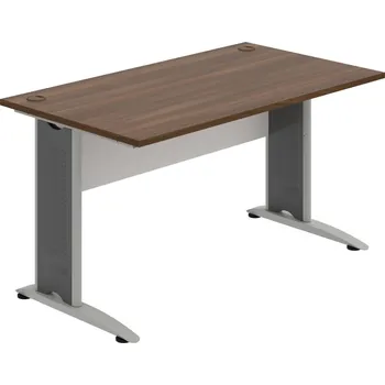 Psací stůl CS 1400 – Stůl pracovní rovný 140 cm - Ořech , Bílá , Šedý kov