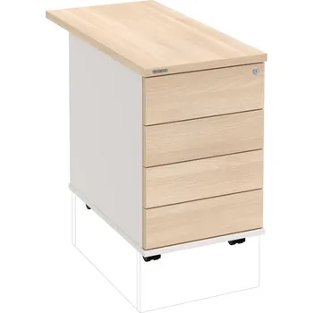 Zásuvkový kontejner K 34 C PTO P 80 – Kontejner, 4 zásuvky, cent. zamykání, bezúchytkové otevírání, léta podél, hl. 80 cm - Akát , Bílá