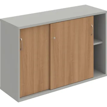 Policová skříň SZ 2 120 02 – Skříňka s posuv. dveřmi 76,8 × 120 cm - Višeň , Šedá , USN – Hobis