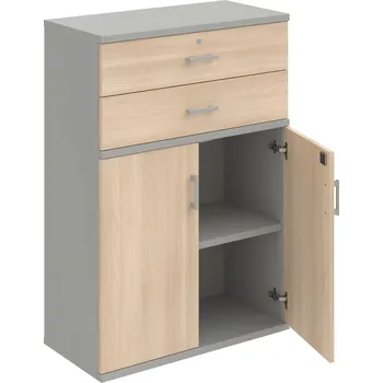 Policová skříň SZ 3 80 03 – Skříň policová zásuvková 115,2 × 80 cm - Akát , Šedá , USH – hranatá