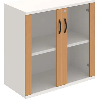 Policová skříň SZ 2 80 02 – Skříň policová dvéřová 76,8 × 80 cm - Buk , Bílá , UCO – černá