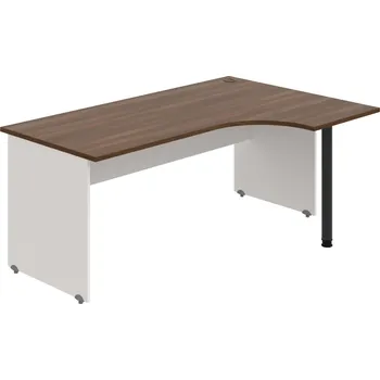 Psací stůl GE 1800 60 L – Stůl ergo 180 × 120 cm, levý - Ořech , Bílá , Černý kov