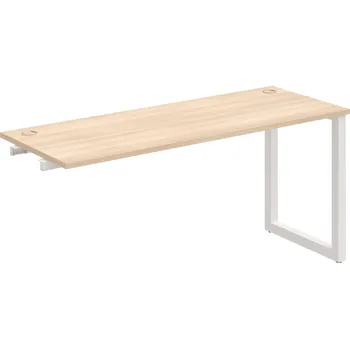 Psací stůl UE O 1600 R – Stůl pracovní délky 160 cm, hl 60 cm, k řetězení - Akát , Bílý kov