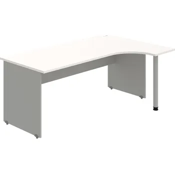 Psací stůl GE 1800 L – Stůl ergo levý 180 × 120 cm - Bílá , Šedá , Šedý kov