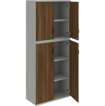 Policová skříň SZ 5 80 06 – Skříň policová dvéřová 192 × 80 cm - Ořech , Šedá , UCO – černá