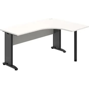 Psací stůl CE 60 L – Stůl ergo levý 160 × 120 cm - Bílá , Šedá , Černý kov