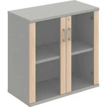 Policová skříň SZ 2 80 02 – Skříň policová dvéřová 76,8 × 80 cm - Akát , Šedá , USH – hranatá