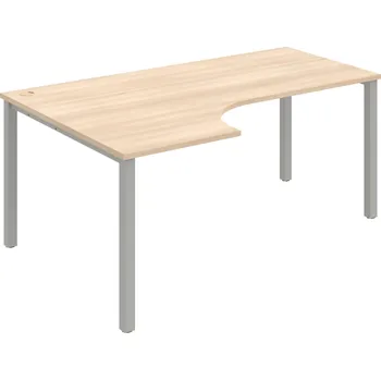 Psací stůl UE 1800 60 P – Stůl ergo 180×120 cm, pravý - Akát , Šedý kov