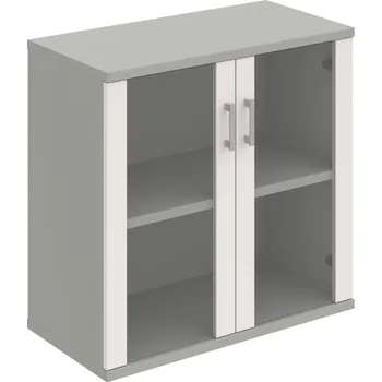 Policová skříň S 2 80 02 – Skříň policová dvéřová 76,8 × 80 cm - Bílá , Šedá , USH – hranatá