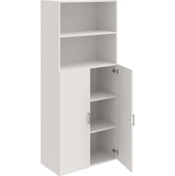 Policová skříň D 5 80 04 – Skříň policová dvéřová 185 × 80 cm - Bílá , Bílá , USH – hranatá