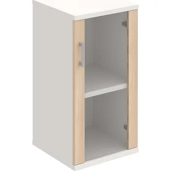 Policová skříň S 2 40 02 P – Skříň policová dvéřová 76,8 × 40 cm - Akát , Bílá , USH – hranatá