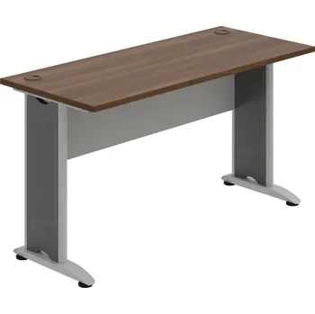 Psací stůl CE 1400 – Stůl pracovní rovný 140 cm, hl. 60 cm - Ořech , Šedá , Šedý kov