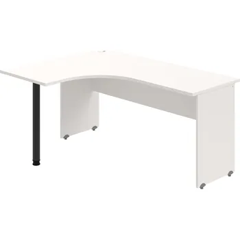 Psací stůl GE 60 P – Stůl ergo pravý 160 × 120 cm - Bílá , Bílá , Černý kov