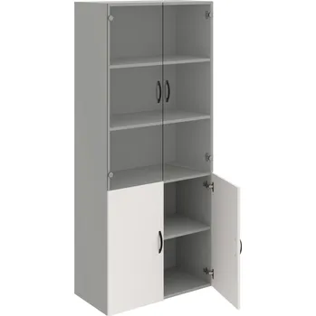 Policová skříň D 5 80 09 – Skříň policová dvéřová 185 × 80 cm - Bílá , Šedá , UCO – černá